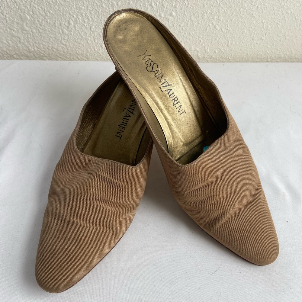 Vintage YSL gross grain mules